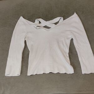 Cache White Cross-Strap Blouse